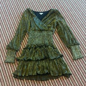 Habitual gold and black tiered ruffle dress